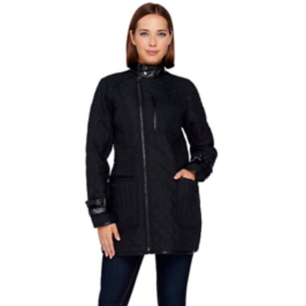 SA by SETH AARON Quilted Coat w/ Faux Leather Sz 2